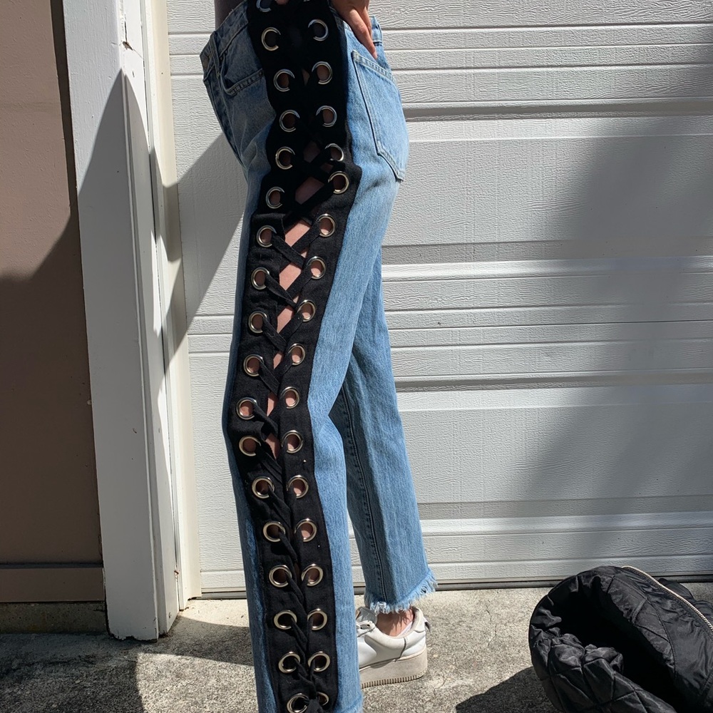 lace up jeans